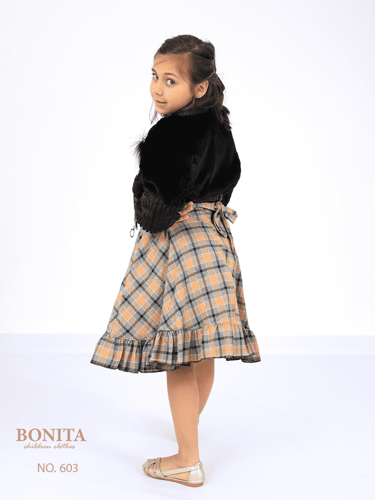 Striped winter dress with jacket (603)