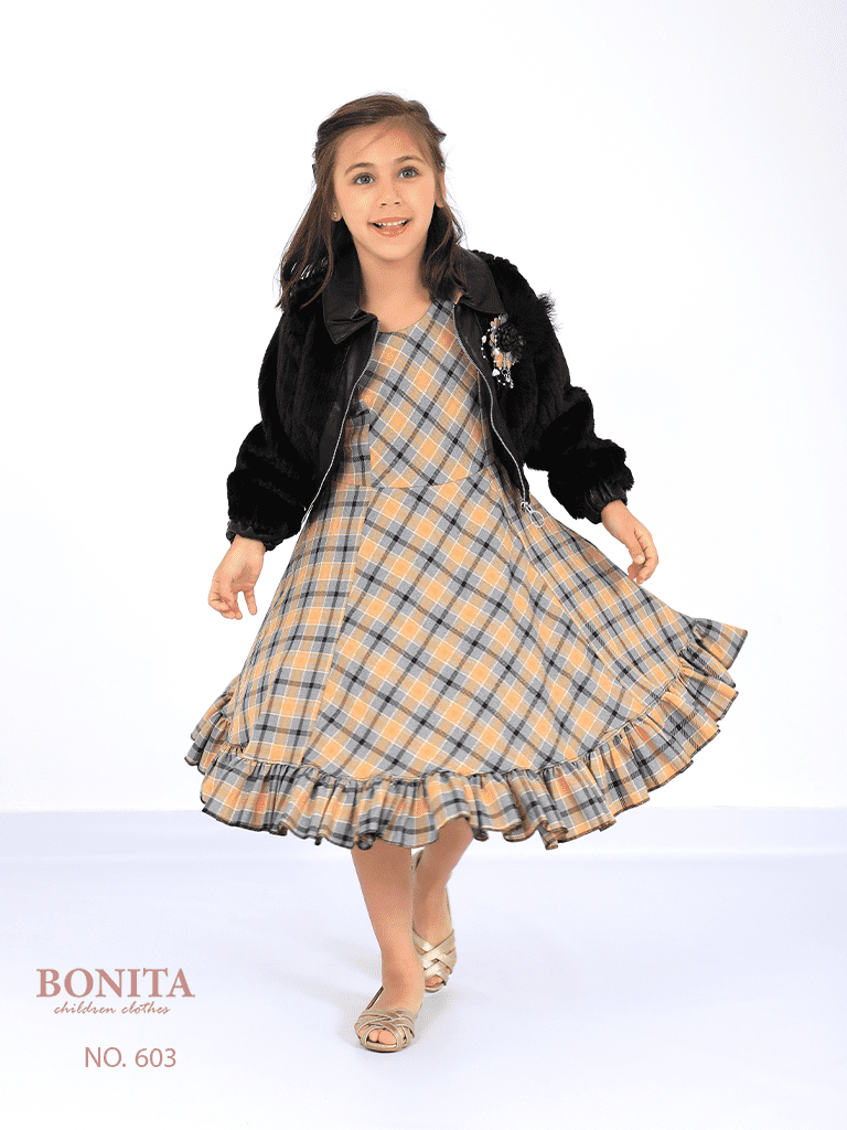 Striped winter dress with jacket (603)