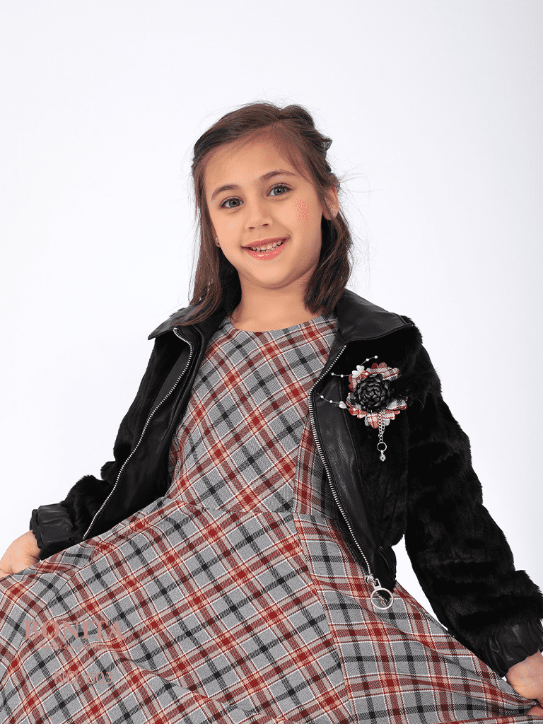 Striped winter dress with jacket (603)