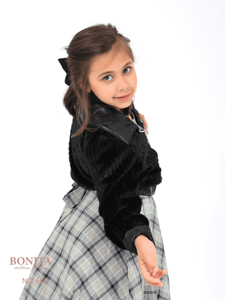 Striped winter dress with jacket (603)