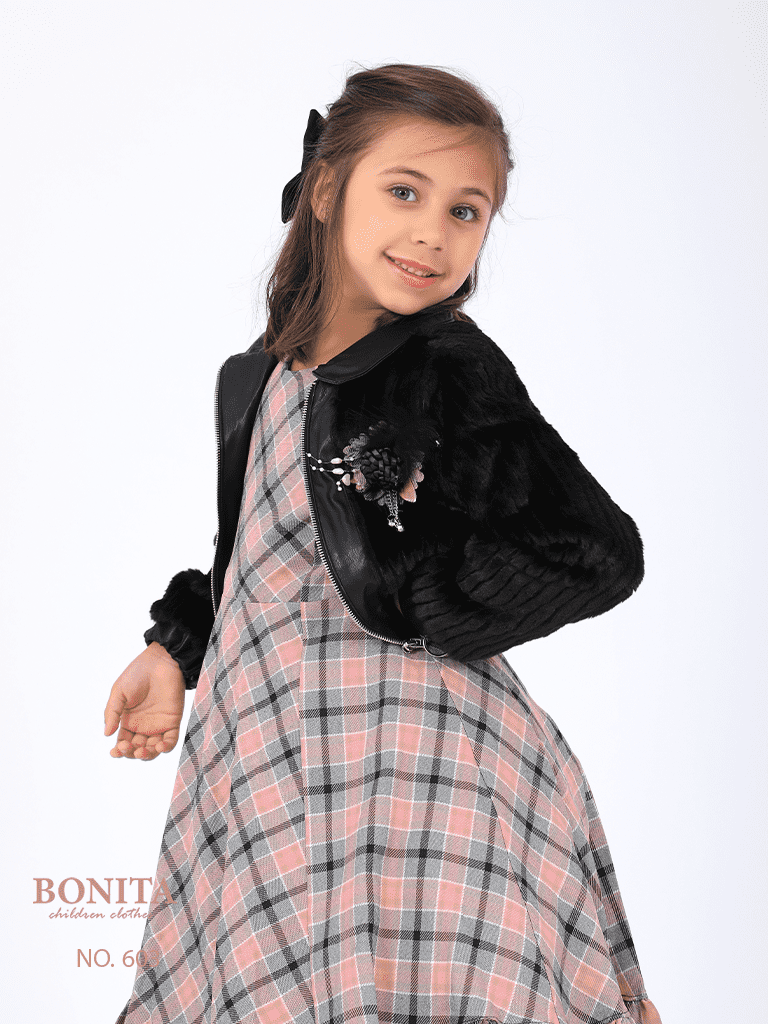 Striped winter dress with jacket (603)