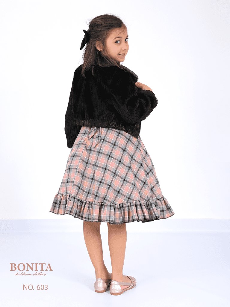 Striped winter dress with jacket (603)