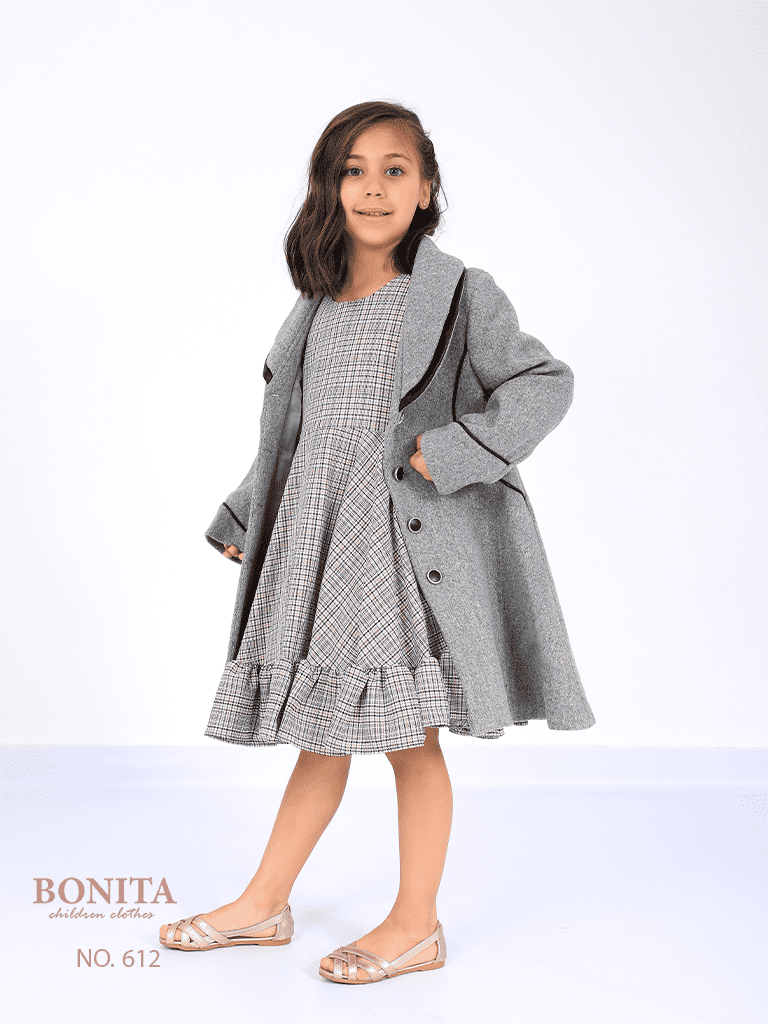 Check print dress with jacket (612)