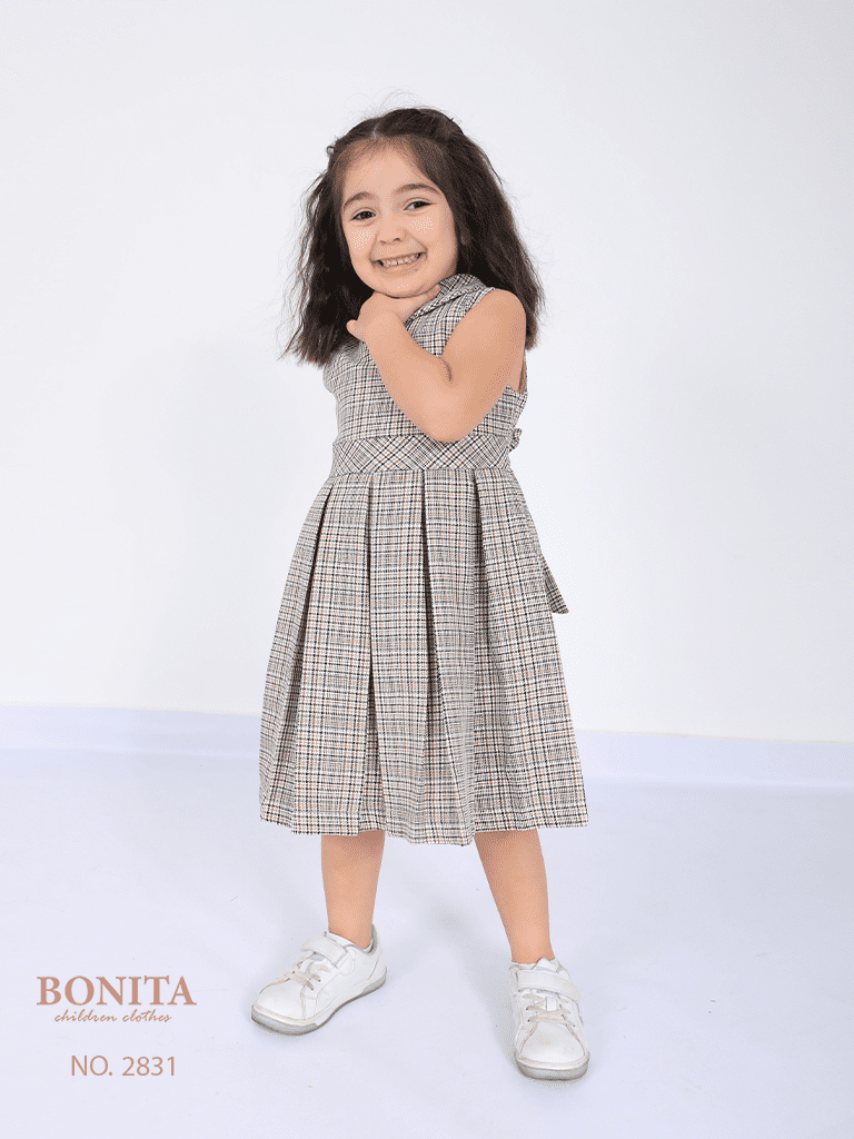 Check print dress with jacket (2831)
