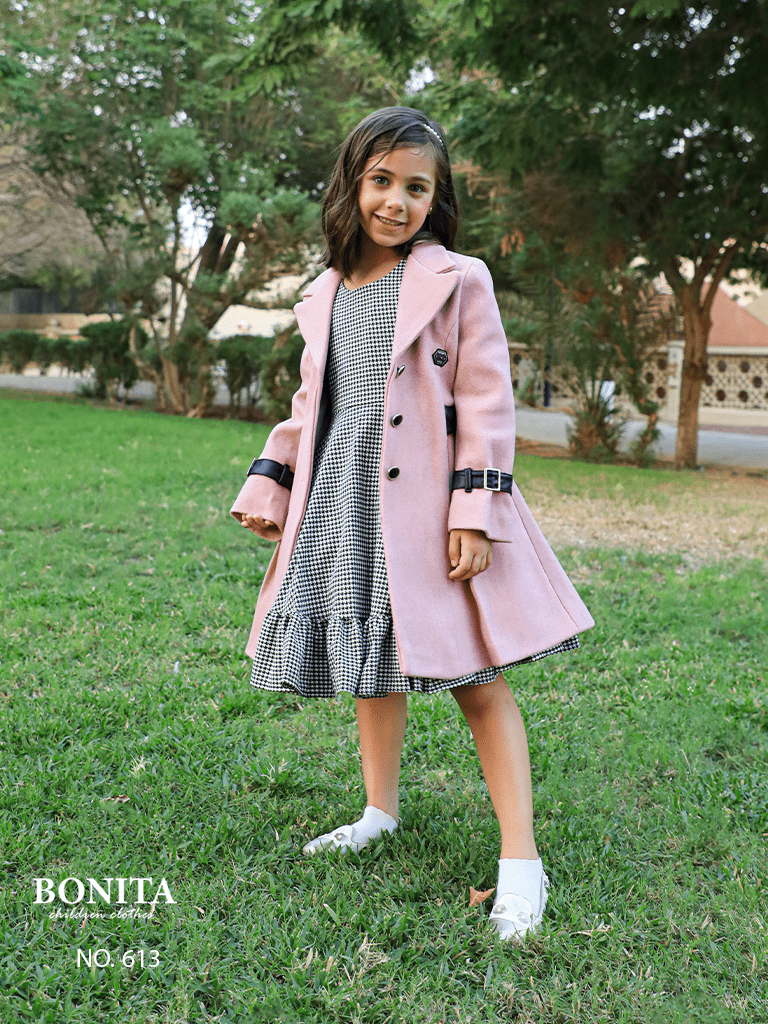 Button front coat with beautiful dress (613)