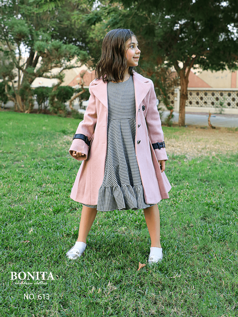 Button front coat with beautiful dress (613)