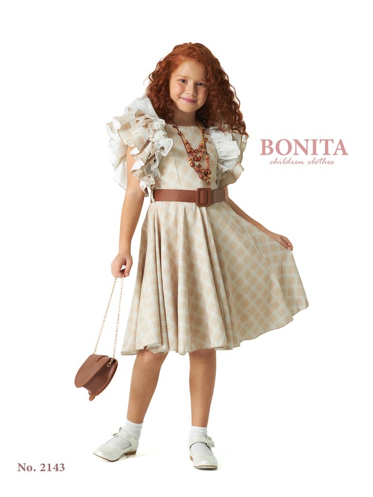 Beige Casual Dress With Bag (2143)
