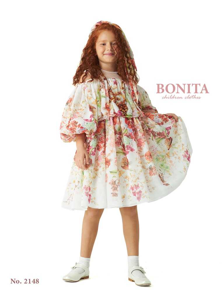 Dress for elegant girls with a scarf (2148)