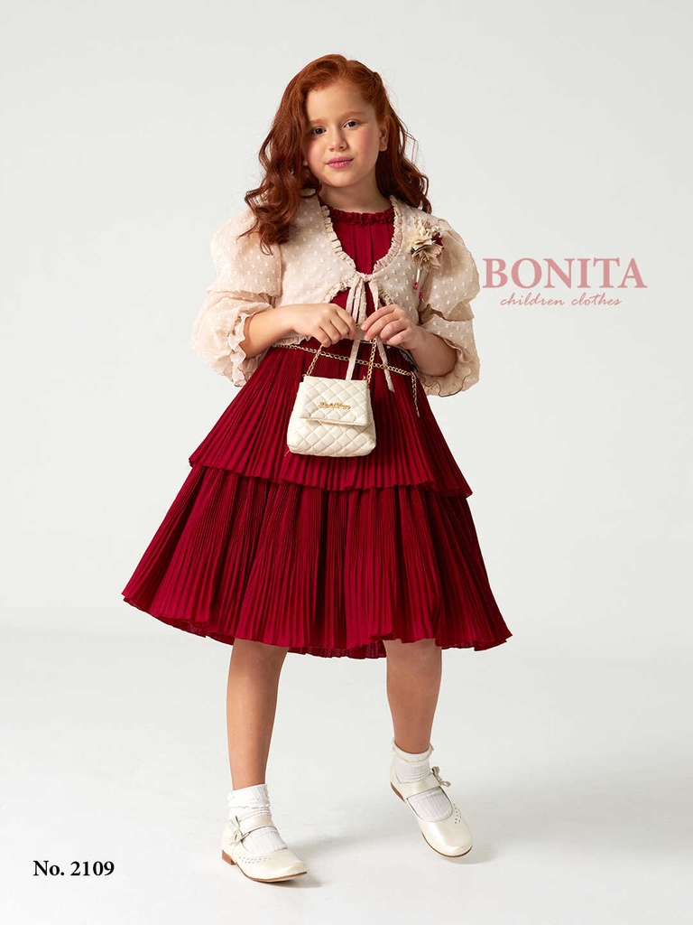 Girls casual red dress with bag (2109)