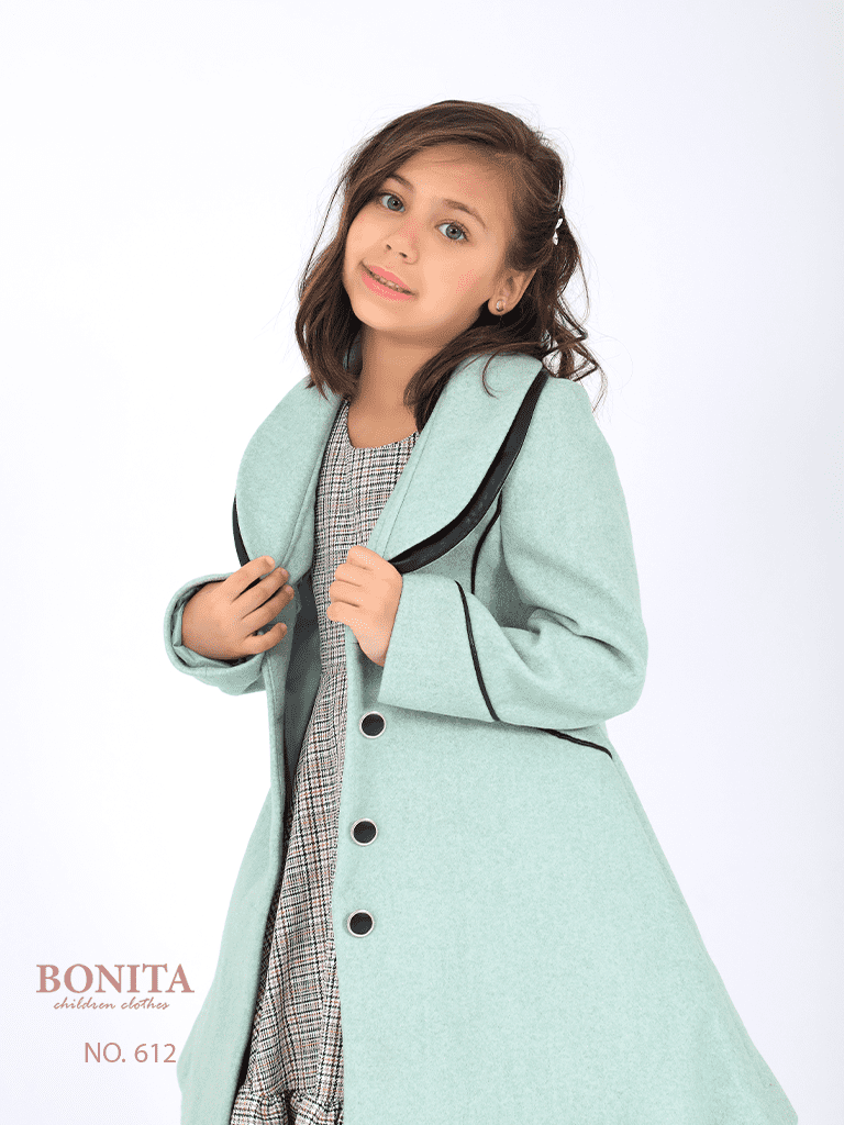 Girls' leather collar jacket with dress (612)