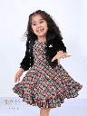 Striped winter dress with fur jacket (503)