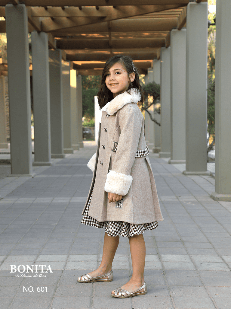 Checked winter dress with jacket (601)