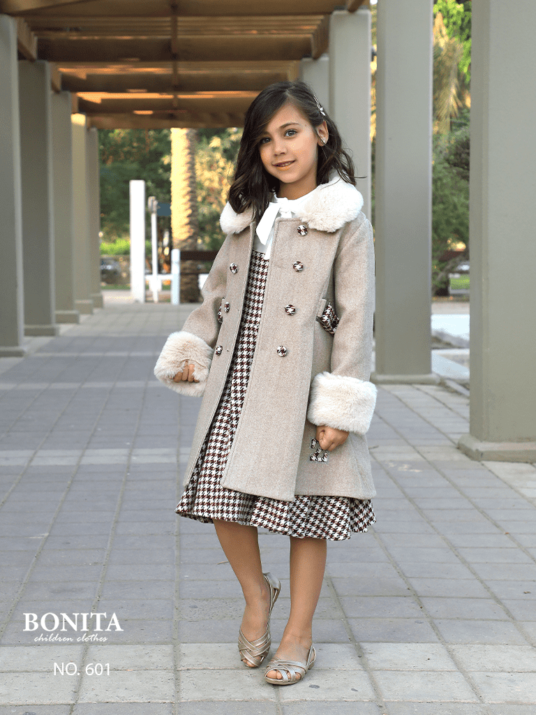 Checked winter dress with jacket (601)