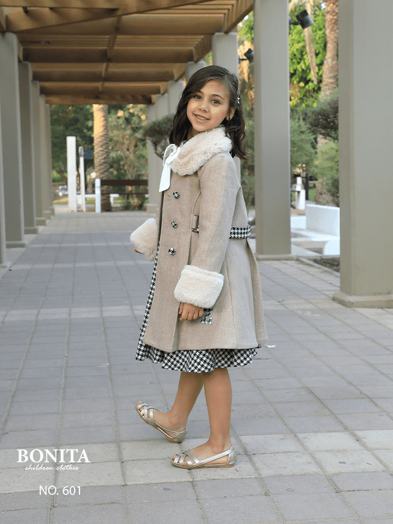 Checked winter dress with jacket (601)