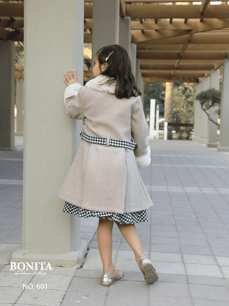Checked winter dress with jacket (601)