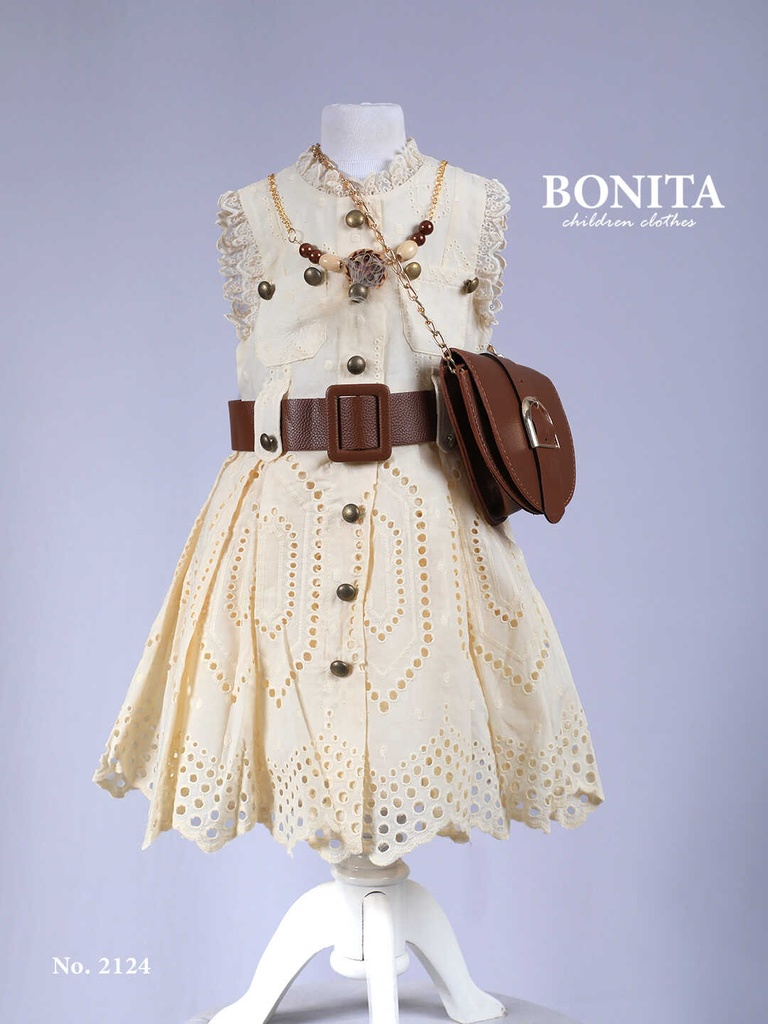 Beige embroidered dress (2124)