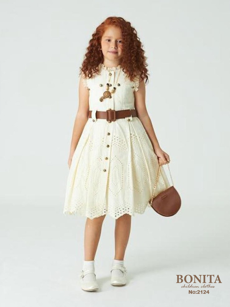 Beige embroidered dress (2124)